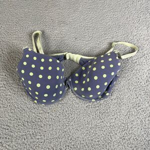 Victoria's Secret Women Bra 36D Blue Polka Dot Lined Perfect Coverage Underwire